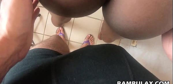  POV interracial doggystyle and creampie